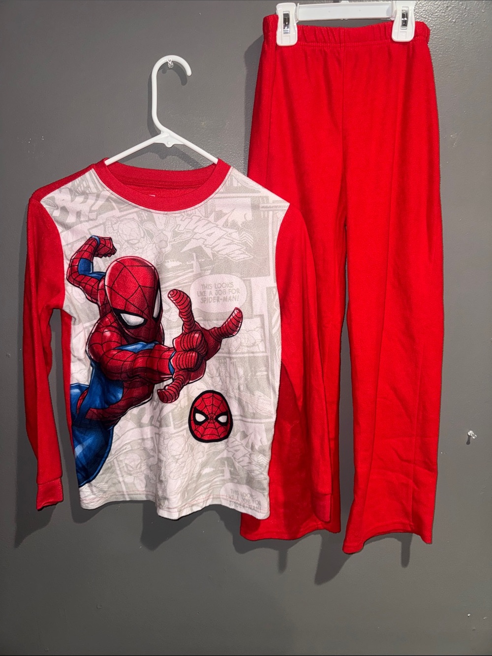 Marvel Spider-Man Red & White Kids Pajama Set - Long Sleeve Top & Pants
